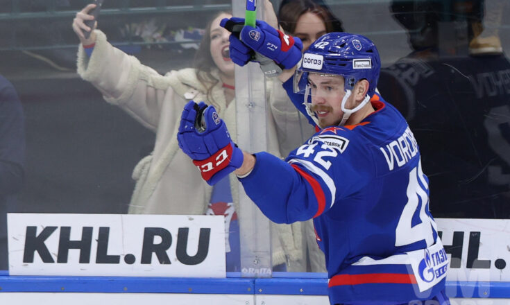 СКА сравнивает счёт в противостоянии с ЦСКА Михаил Воробьёв. ХК СКА